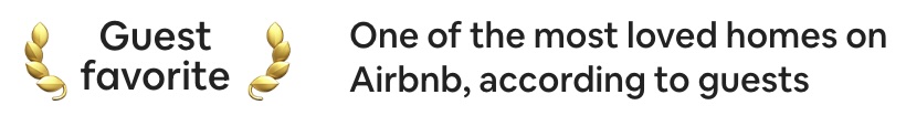 Guest Favorite - One of the most beloved homes on Airbnb, according to guests. 4.94 Rating / 16 Reviews.